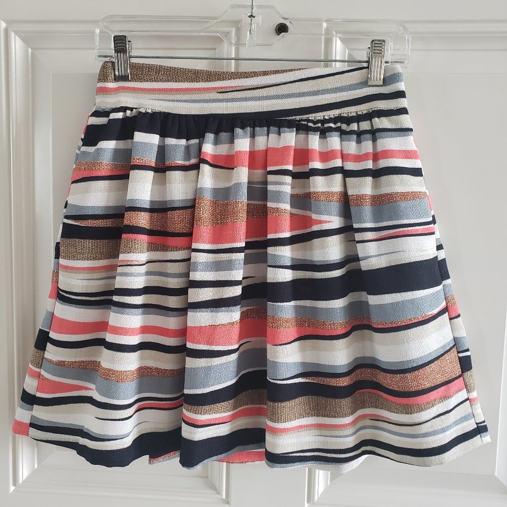AQUA Brand Multicolor Stripe A-Line Mini Skirt SZ Small